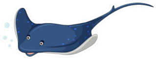 A Stingray With Bubbles On White Sticker