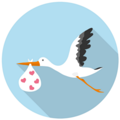 A Stork Carries Heart Baby Delivery Sticker