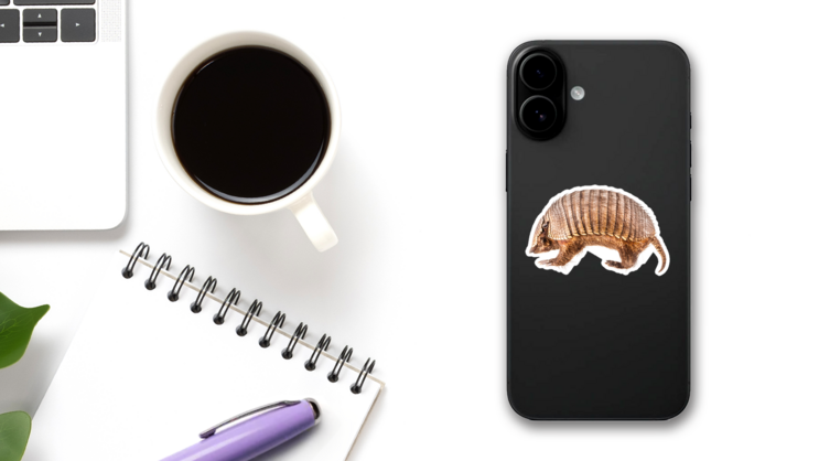 A Stuffed Armadillo Isolated On White Sticker on a Phone (New) example