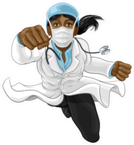 A Super Hero Woman Doctor Illustration Sticker