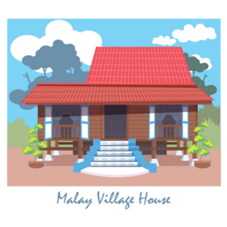A Traditional Wooden Village House In Malaysia Sticker