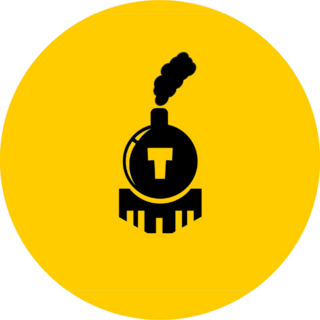 A Train Logo Art Picture In Yellow Sticker