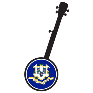 A Typical Five String Banjo Flag Of Connecticut Sticker