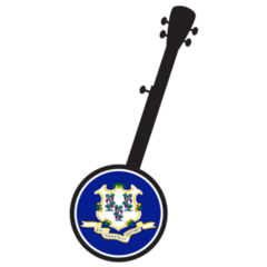 A Typical Five String Banjo Flag Of Connecticut Sticker