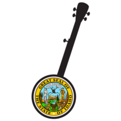 A Typical Five String Banjo State Seal Of Idaho Sticker