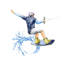 A Wakeboard Sportsman Watercolor Illustration Sticker