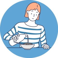 A Woman Pouring Milk On The Cereal Sticker