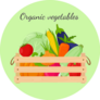 A Wooden Box Of Organic Garden Vegetables Sticker