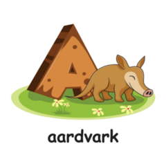 Aardvark Wooden Alphabet Sticker