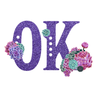 Abbreviation Of State Oklahoma Purple Glitter Sticker