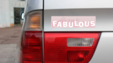 Absolutely Fabulous Bumper Sticker on a Gold Car Rear Bumper example