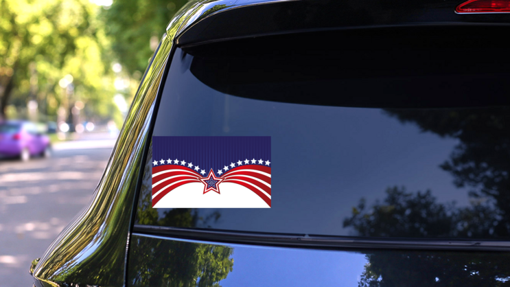 Abstract American Flag And Stars Sticker on a Rear Car Window (New) example