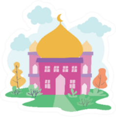 Abstract Cartoon Mosque Illustration Sticker