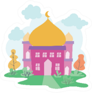Abstract Cartoon Mosque Illustration Sticker