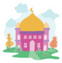 Abstract Cartoon Mosque Illustration Sticker