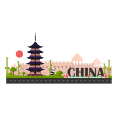Abstract China Landscape Illustration Sticker