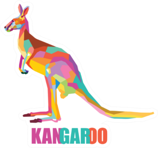 Abstract Colorful Kangaroo Geometric Art Style Sticker