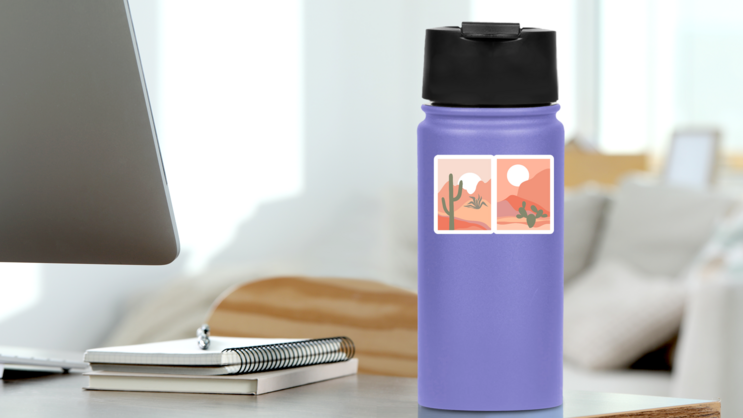 Abstract Contemporary Desert Arizona Sticker on a Water Bottle (New) example