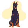 Abstract Doberman Yellow Sticker