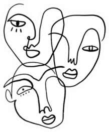 Abstract Fashion Artistic Portrait Of People Faces Sticker