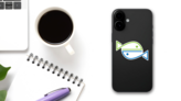Abstract Fish Infinity Sticker on a Phone (New) example
