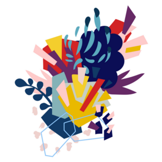 Abstract Floral Elements Hand Drawn Shape Sticker 
