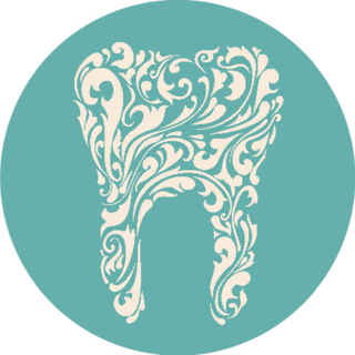 Abstract Floral Tooth Illustration On Blue Sticker