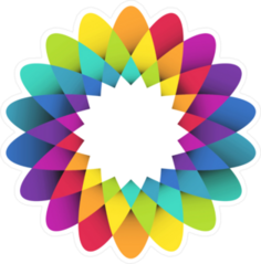 Abstract Geometric Rainbow Flower Sticker