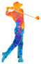 Abstract Golf Player From Splash Of Watercolors Sticker