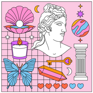 Abstract Greek Aesthetic Trendy Comics Illustrations Sticker