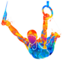 Abstract Gymnast On Rings Sticker