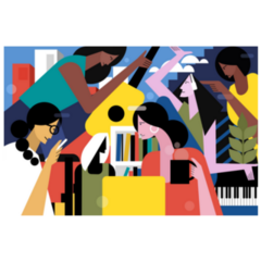 Abstract Illustration Of  Musical Women Sticker