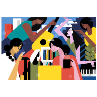 Abstract Illustration Of  Musical Women Sticker