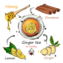 Abstract Illustration With Tea Mug, Ginger, Cinnamon, Honey Sticker