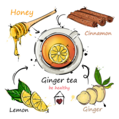 Abstract Illustration With Tea Mug, Ginger, Cinnamon, Honey Sticker