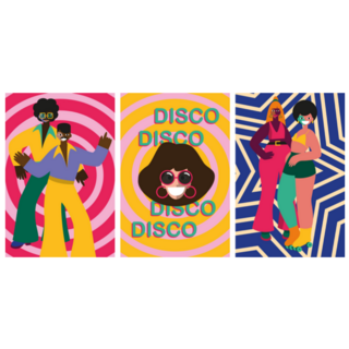 Abstract Illustrations Of Disco Characters 70s Sticker