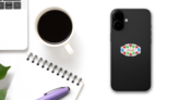 Abstract Kenya Lettering Logo Sticker on a Phone (New) example