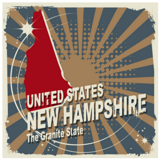 Abstract Label With Name And Map Of New Hampshire Sticker