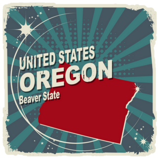 Abstract Label With Name And Map Of Oregon Sticker