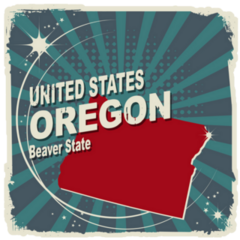 Abstract Label With Name And Map Of Oregon Sticker