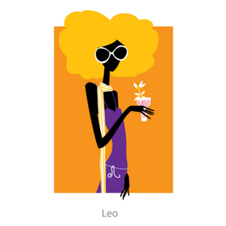Abstract Leo Woman Drinking Cocktail Sticker