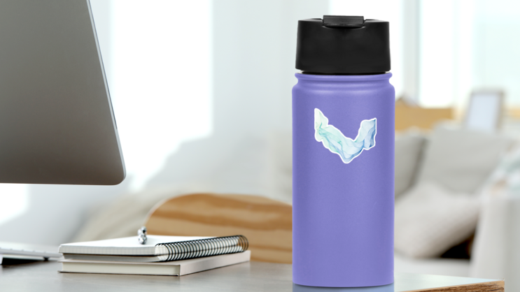 Abstract Lines Blue Wave Sticker on a Water Bottle (New) example