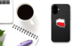 Abstract Map And Flag Of Poland Sticker on a Phone (New) example