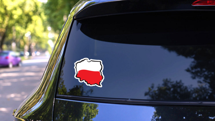 Abstract Map And Flag Of Poland Sticker on a Rear Car Window (New) example