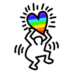 Abstract Men With Rainbow Heart In Hands Sticker