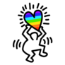 Abstract Men With Rainbow Heart In Hands Sticker