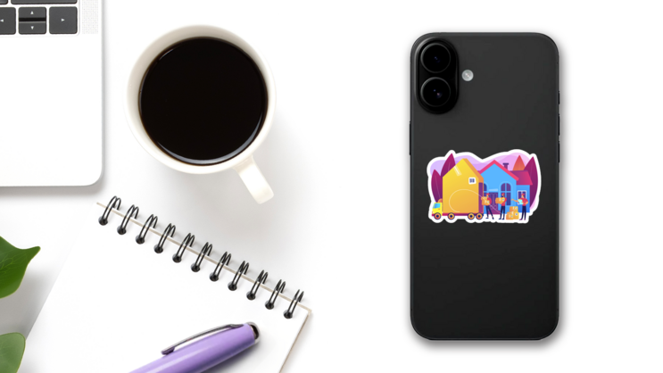 Abstract Moving Illustration Sticker on a Phone (New) example