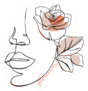 Abstract One Line Woman Face With Rose Flower Forever Sticker