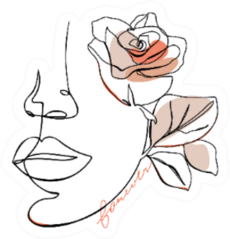 Abstract One Line Woman Face With Rose Flower Forever Sticker