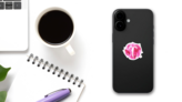 Abstract Pink Watercolor Aries Illustration Sticker on a Phone (New) example